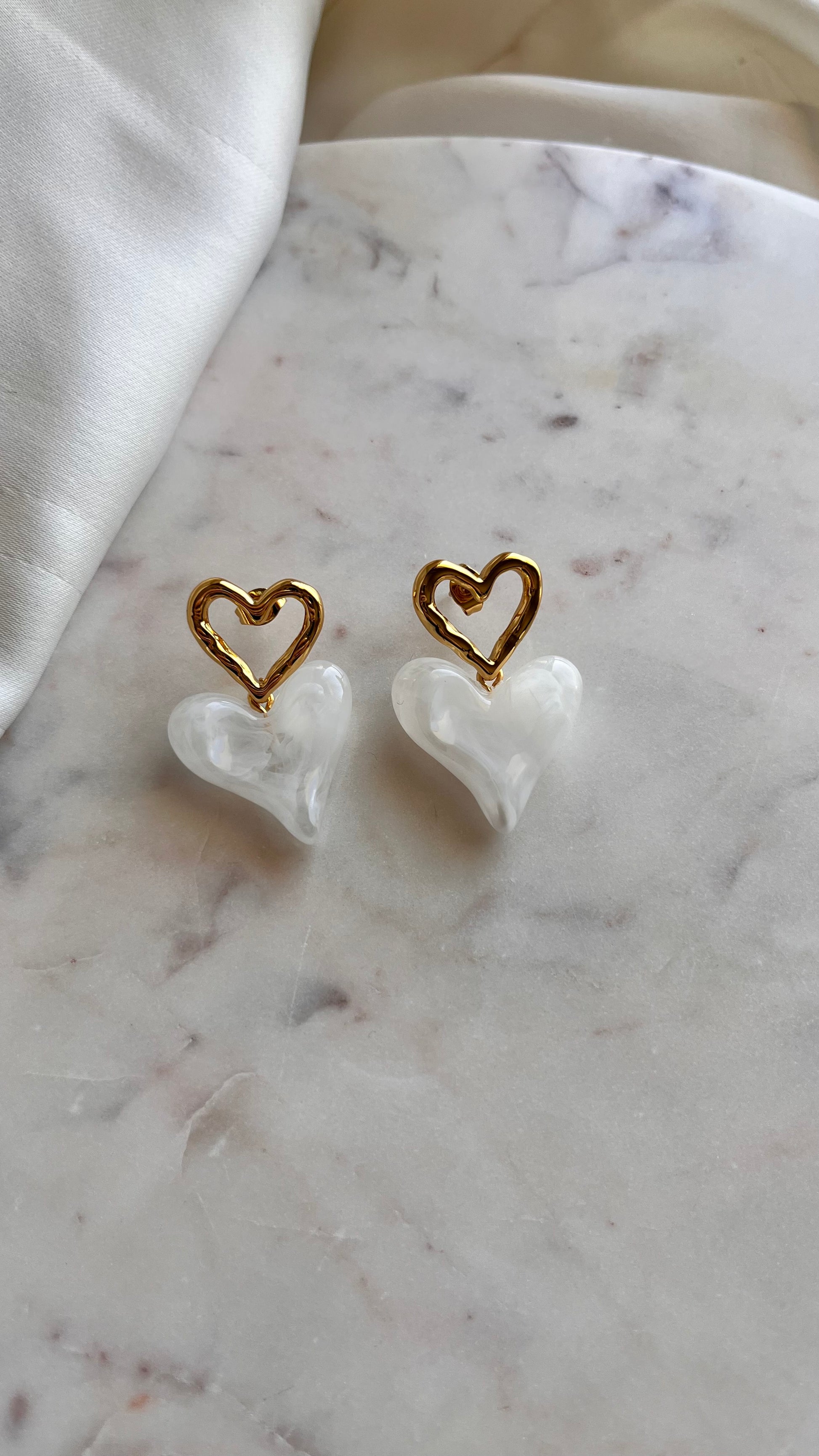 Earrings Marble Hearts