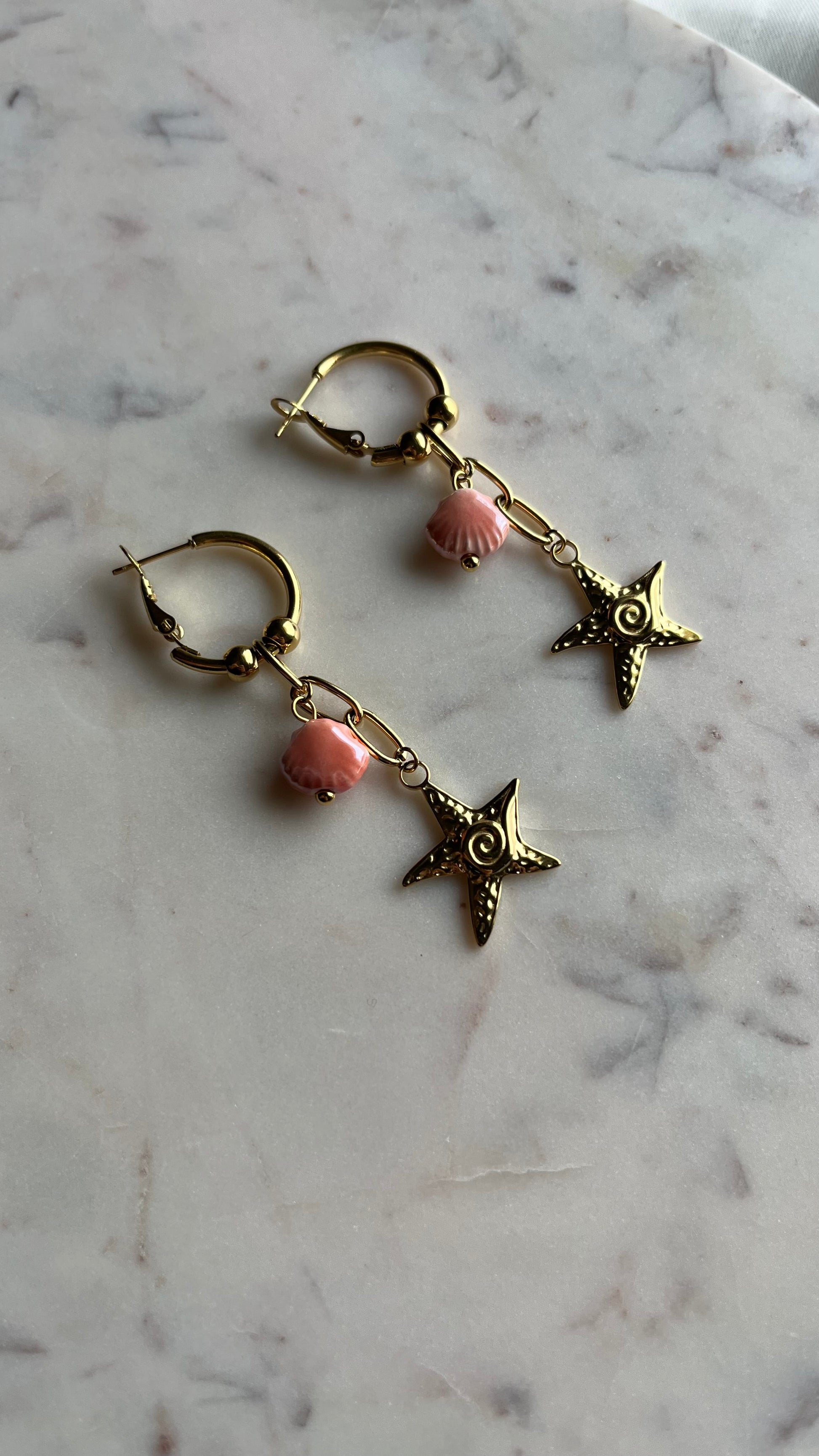 Pink Shell Star Earrings