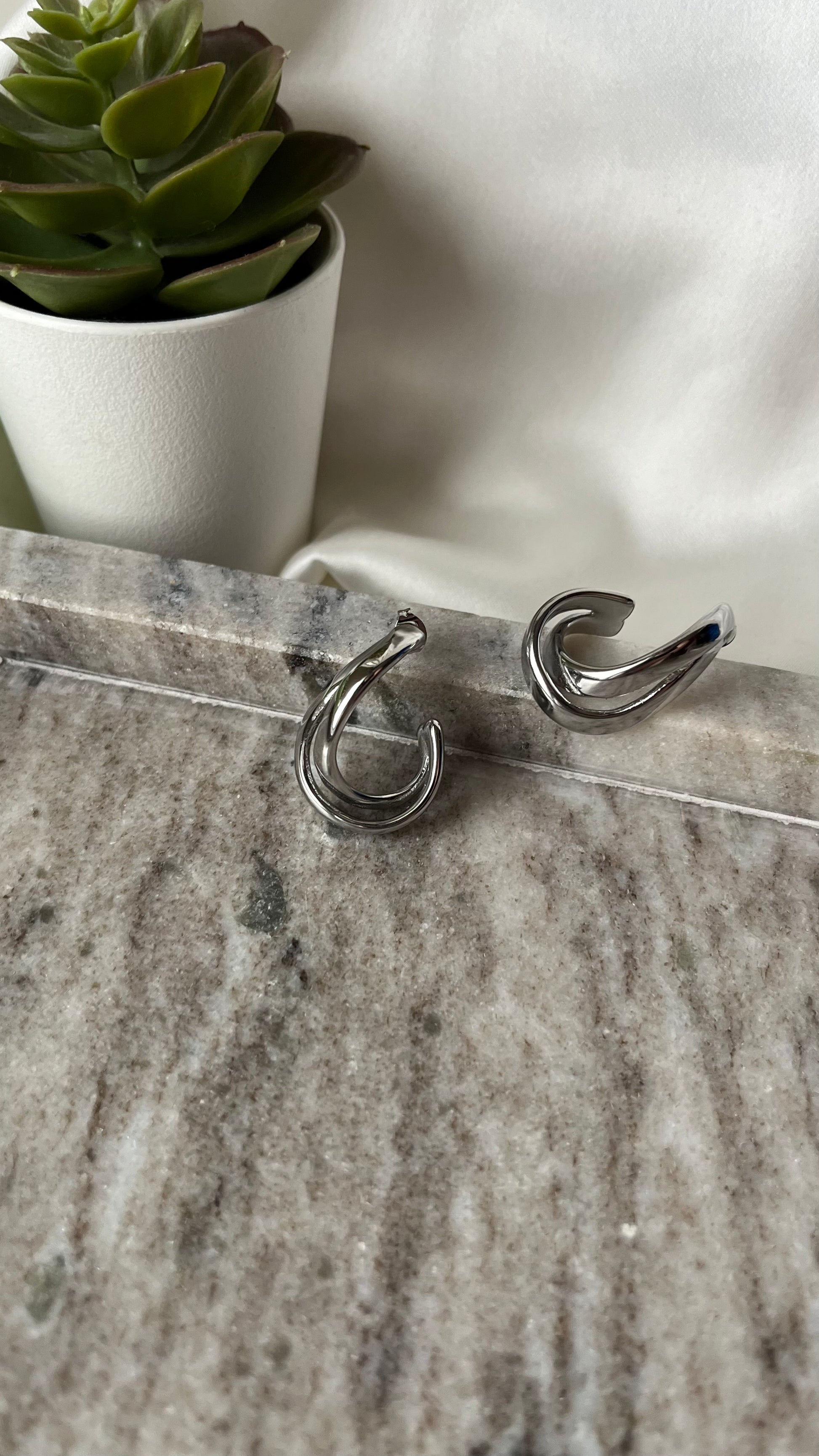 Twist Stud Earrings Silver