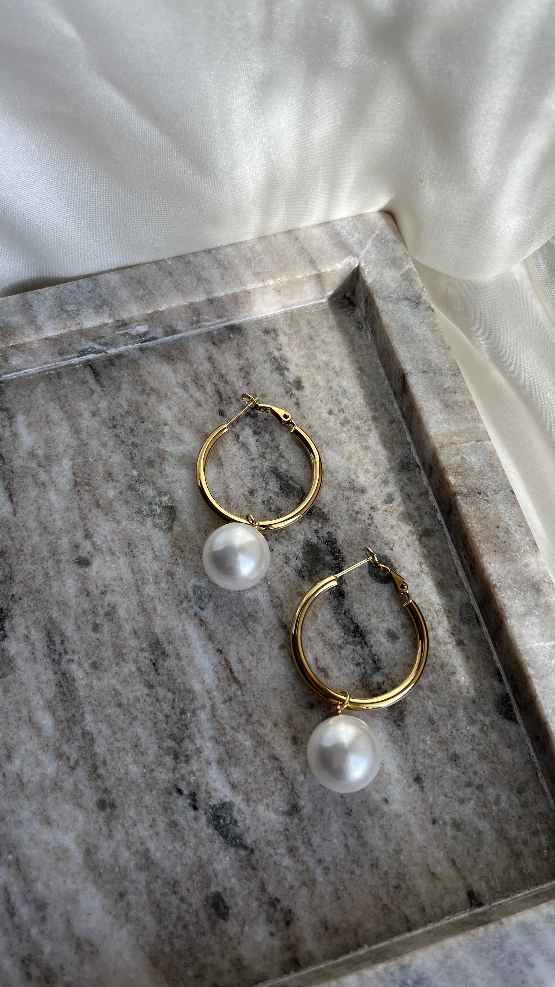Golden Pearl Hoops Big