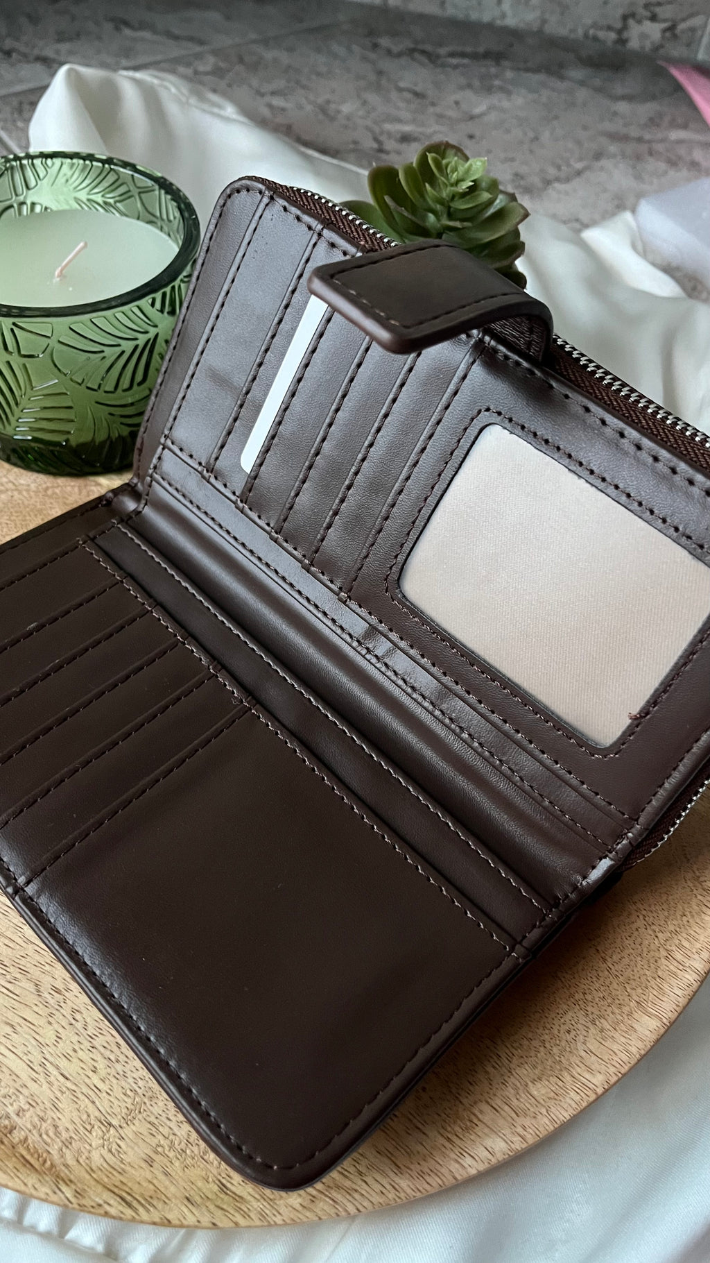Élise Woven Leather Wallet Coffee