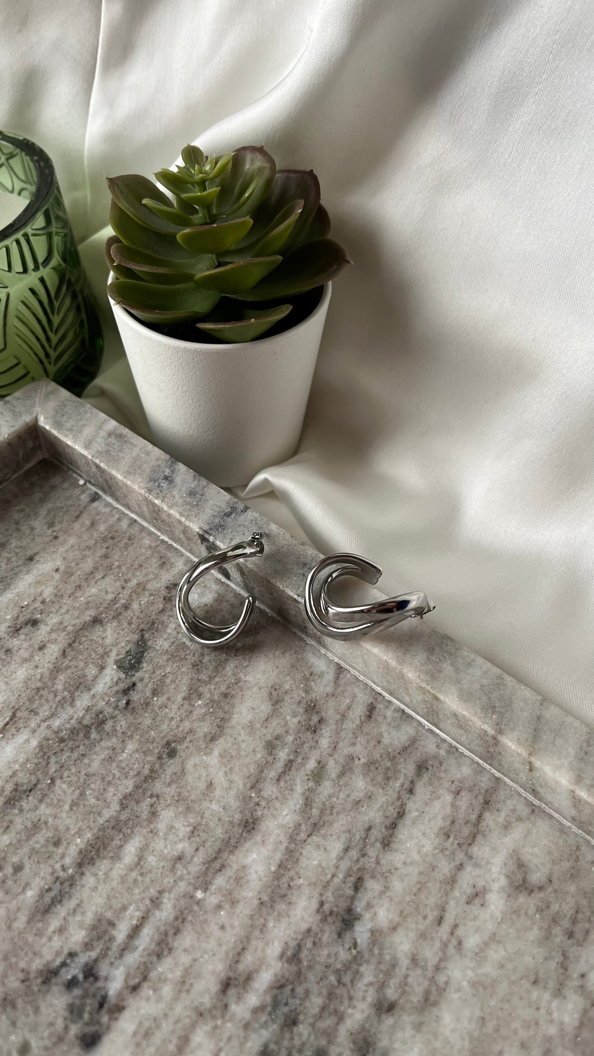 Twist Stud Earrings Silver