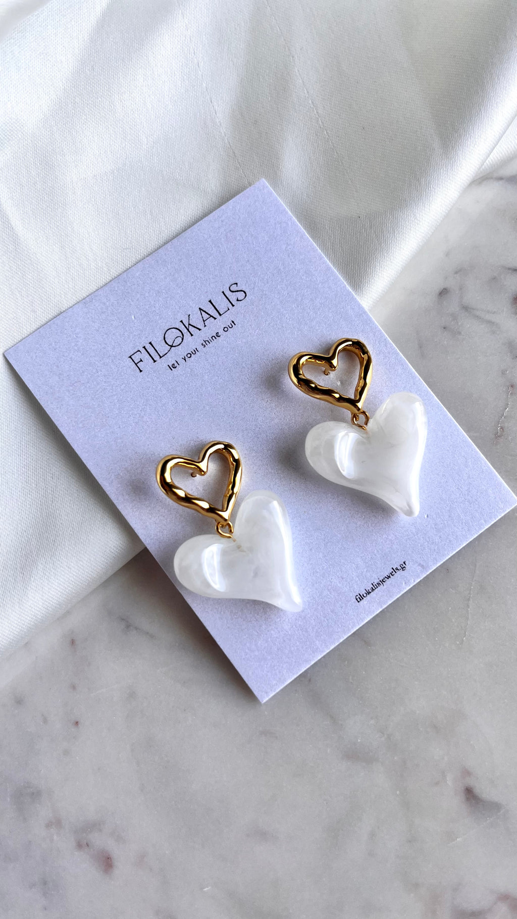 Earrings Marble Hearts