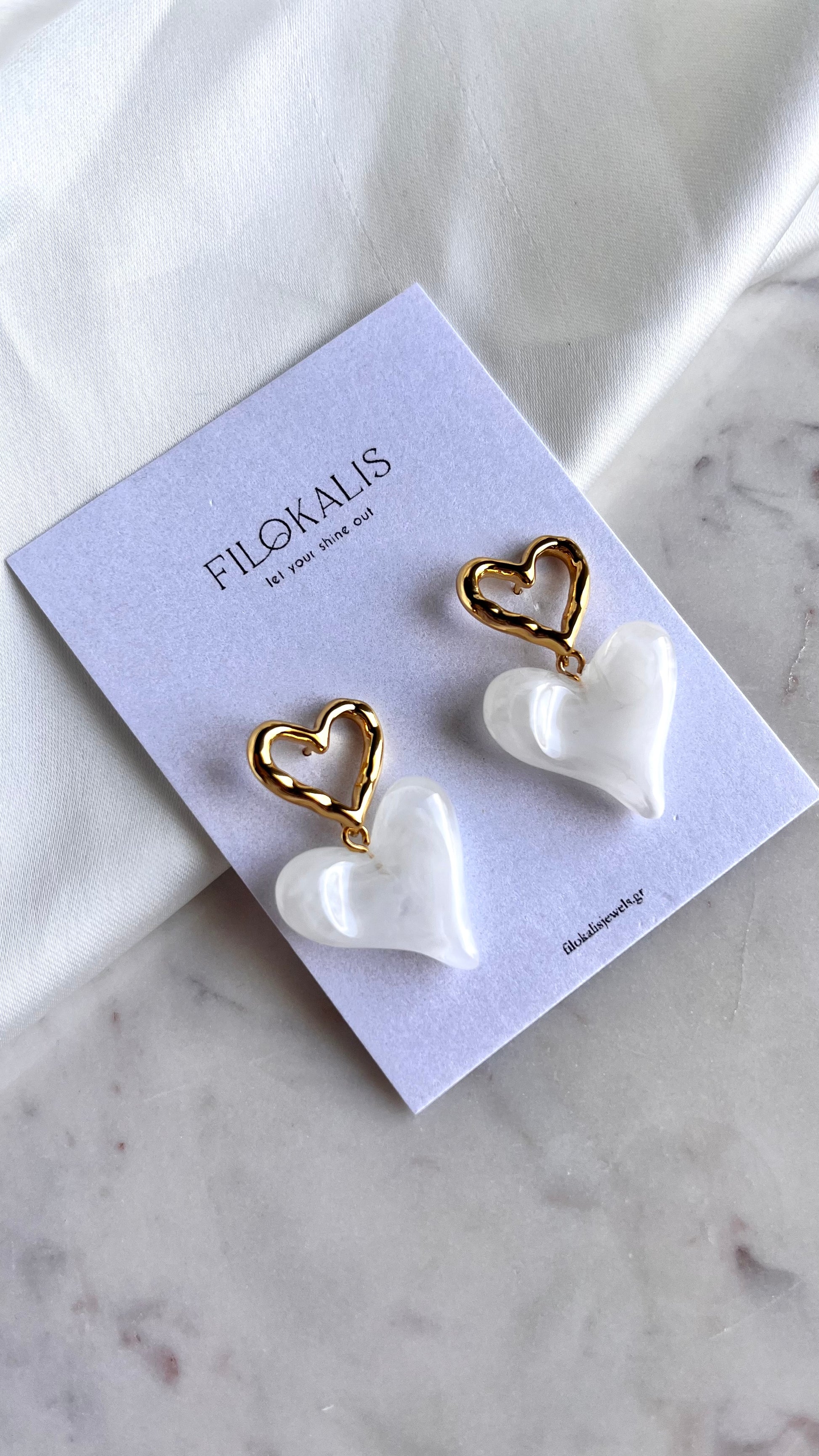 Earrings Marble Hearts
