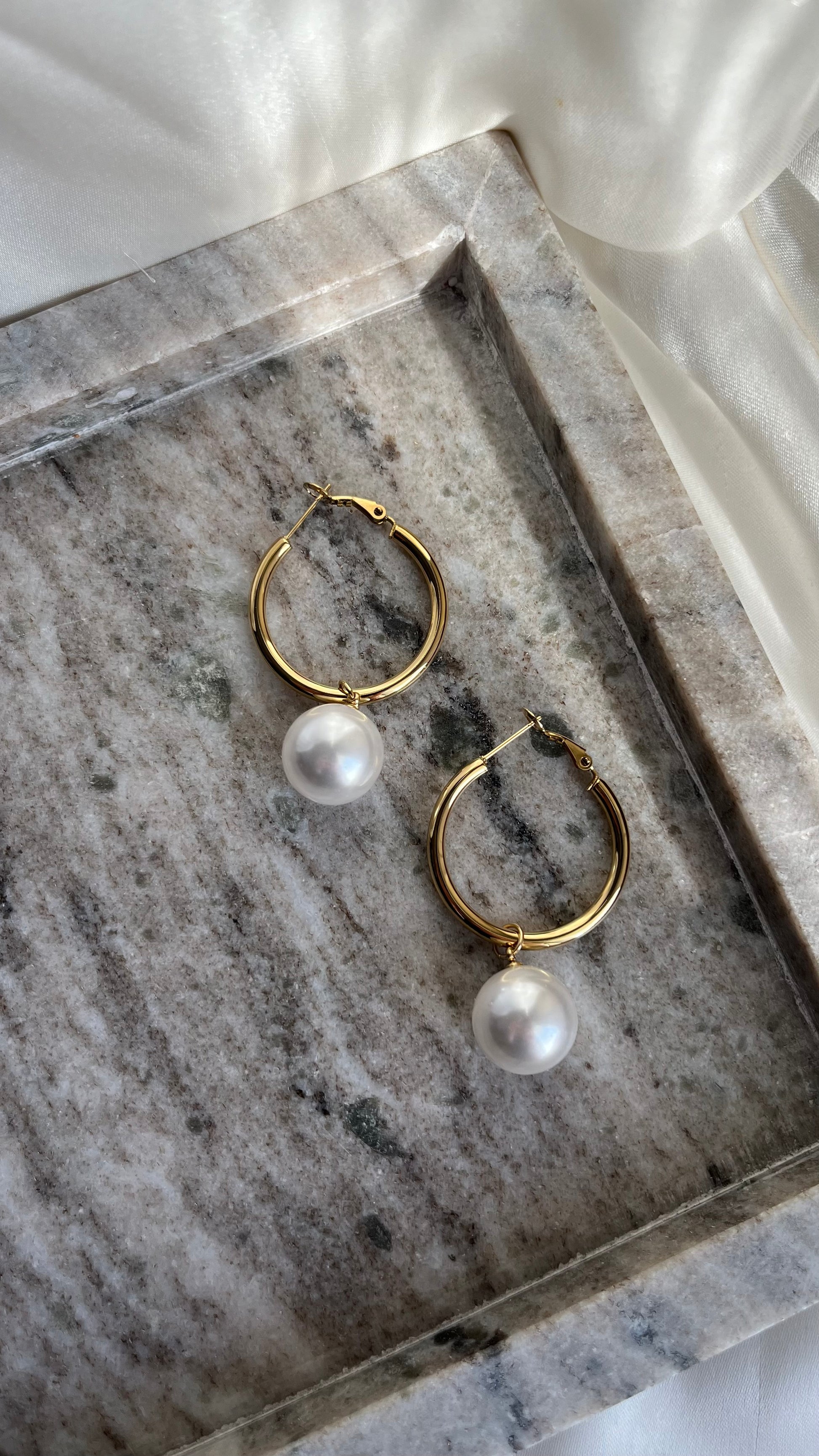Golden Pearl Hoops Big