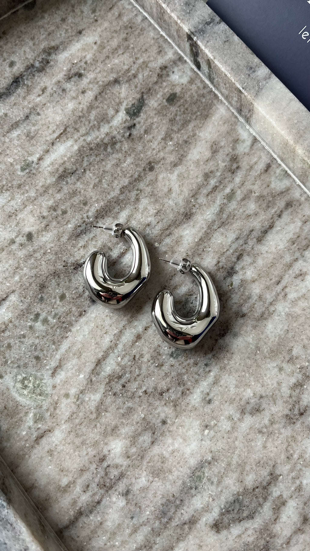Sculpted Hoop Earrings Silver