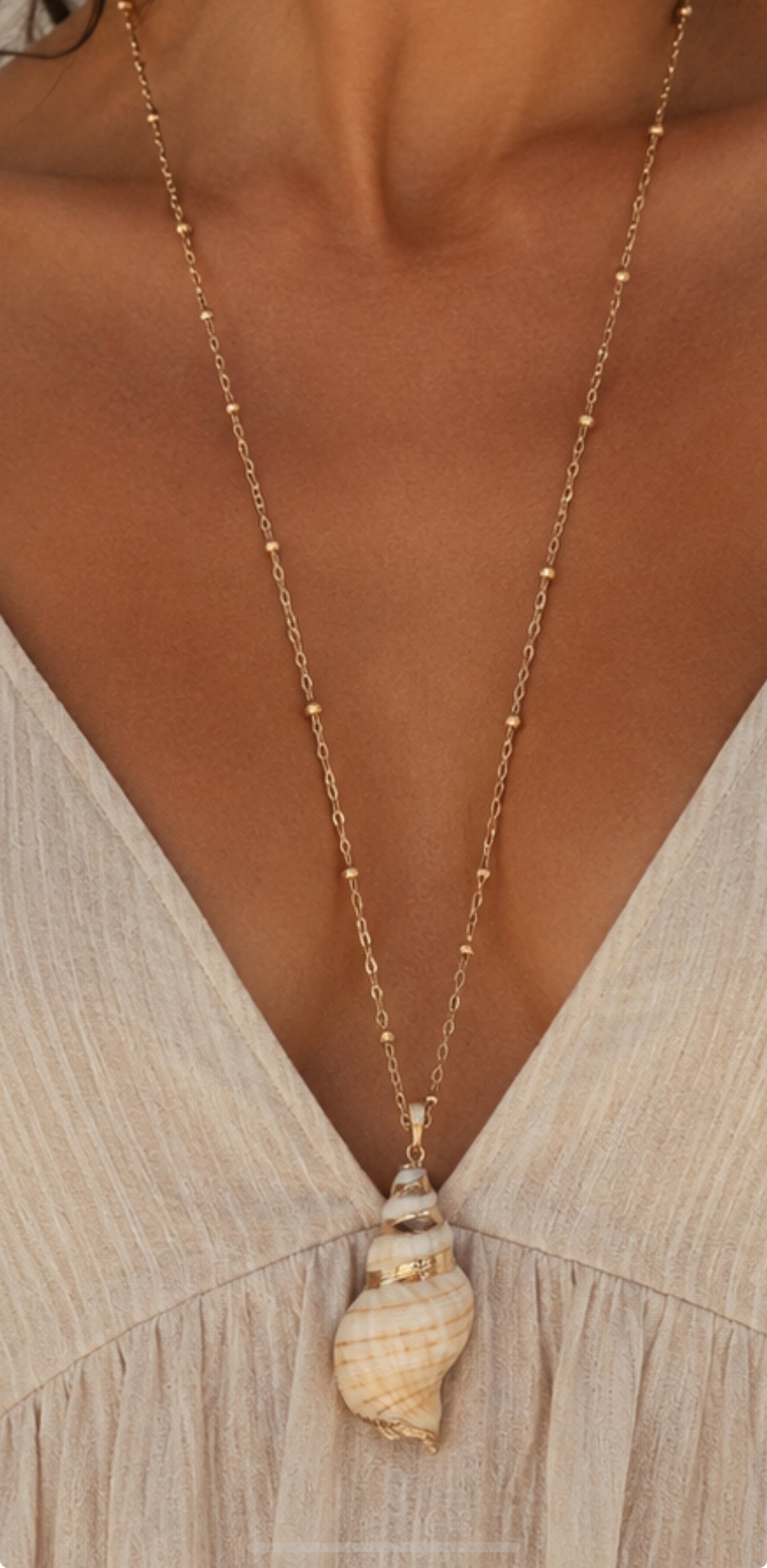 Golden Shell Long Necklace