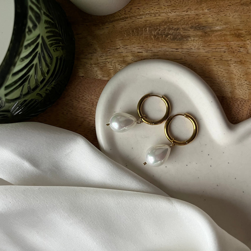 Pearl Drop Mini Hoops