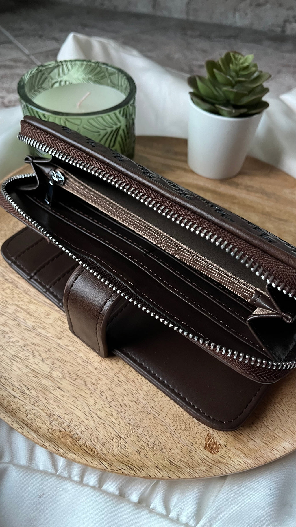 Élise Woven Leather Wallet Coffee