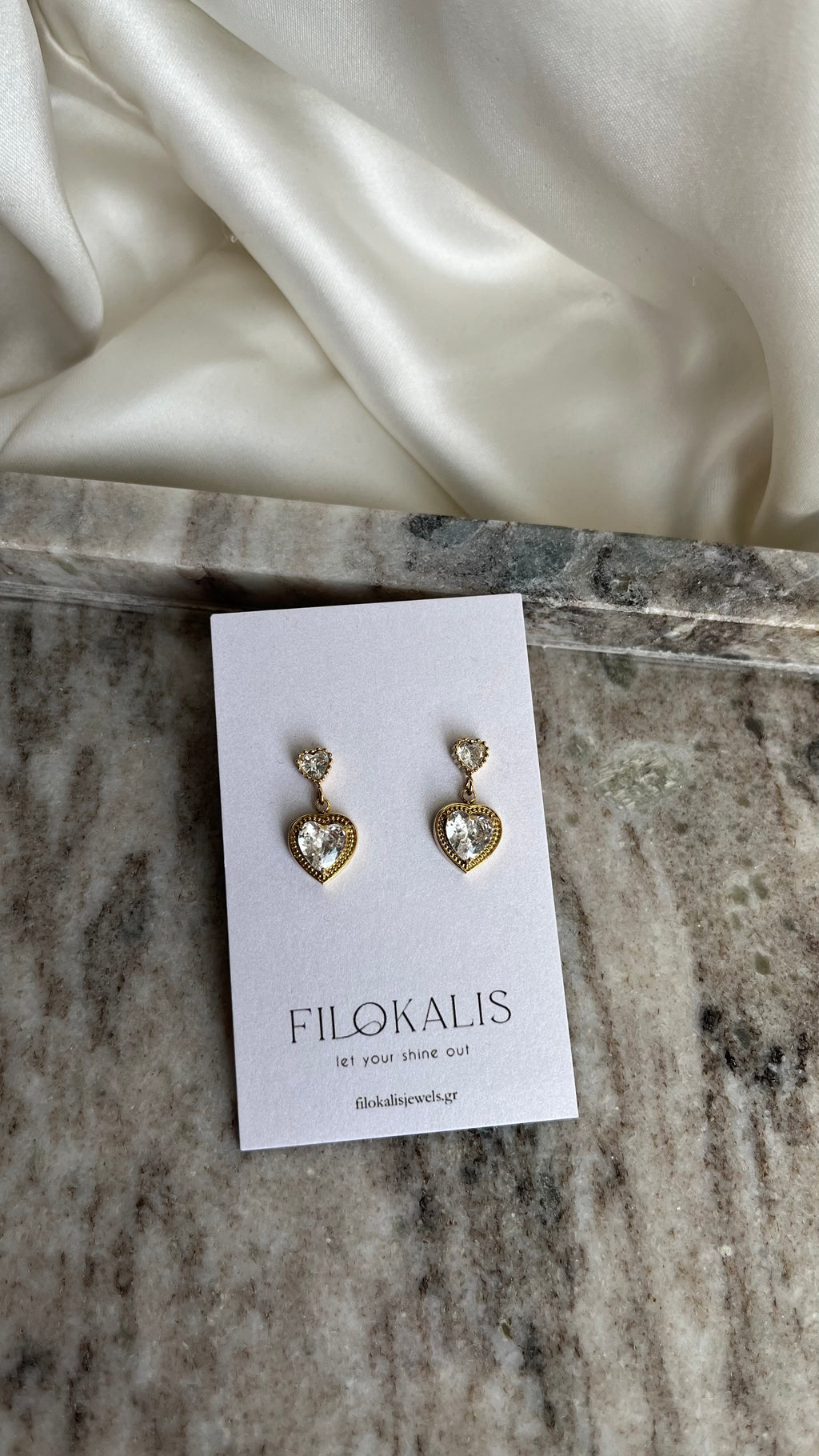 Double Crystal Heart Gold