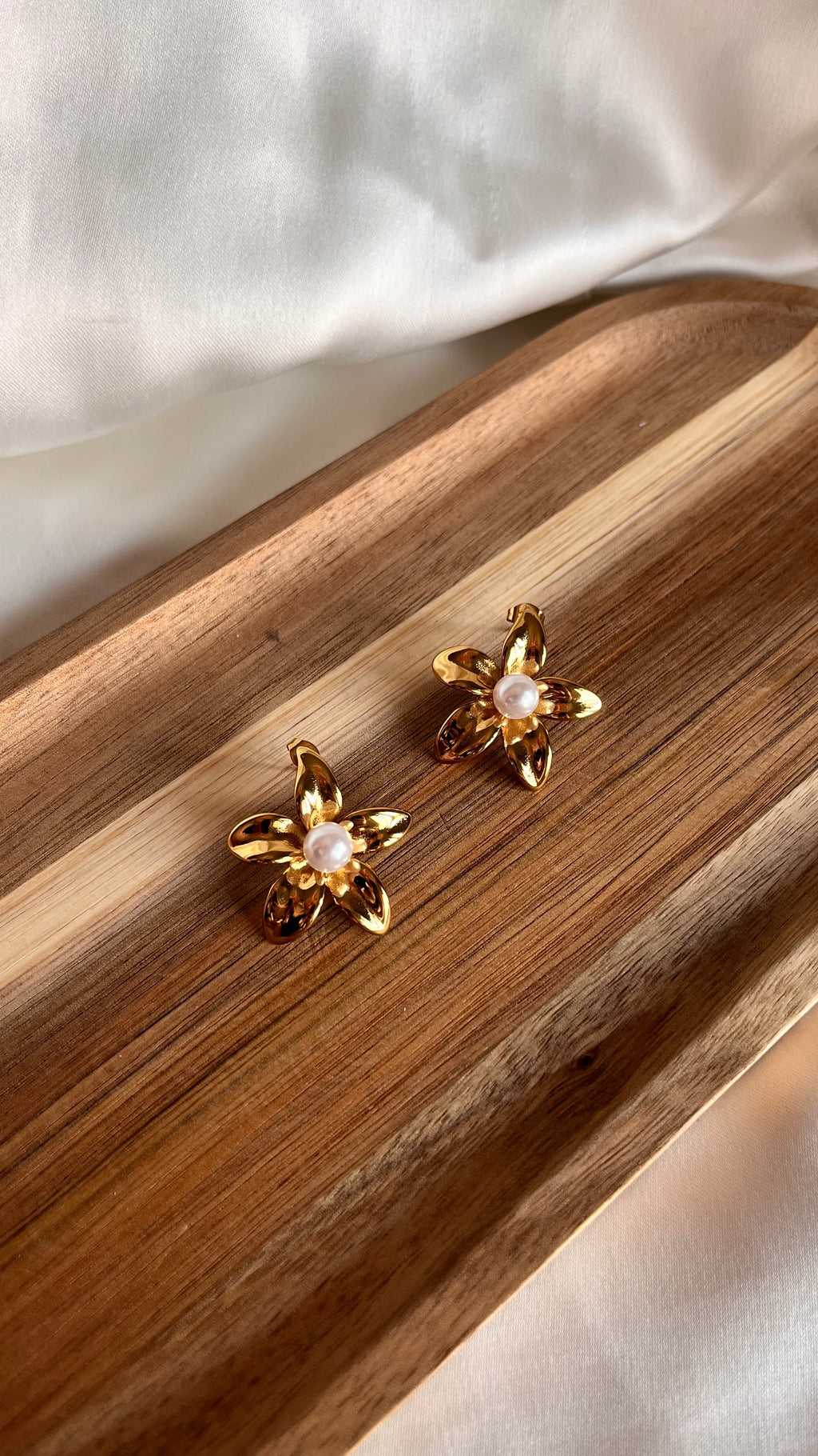 Golden Blossom Pearl Earrings