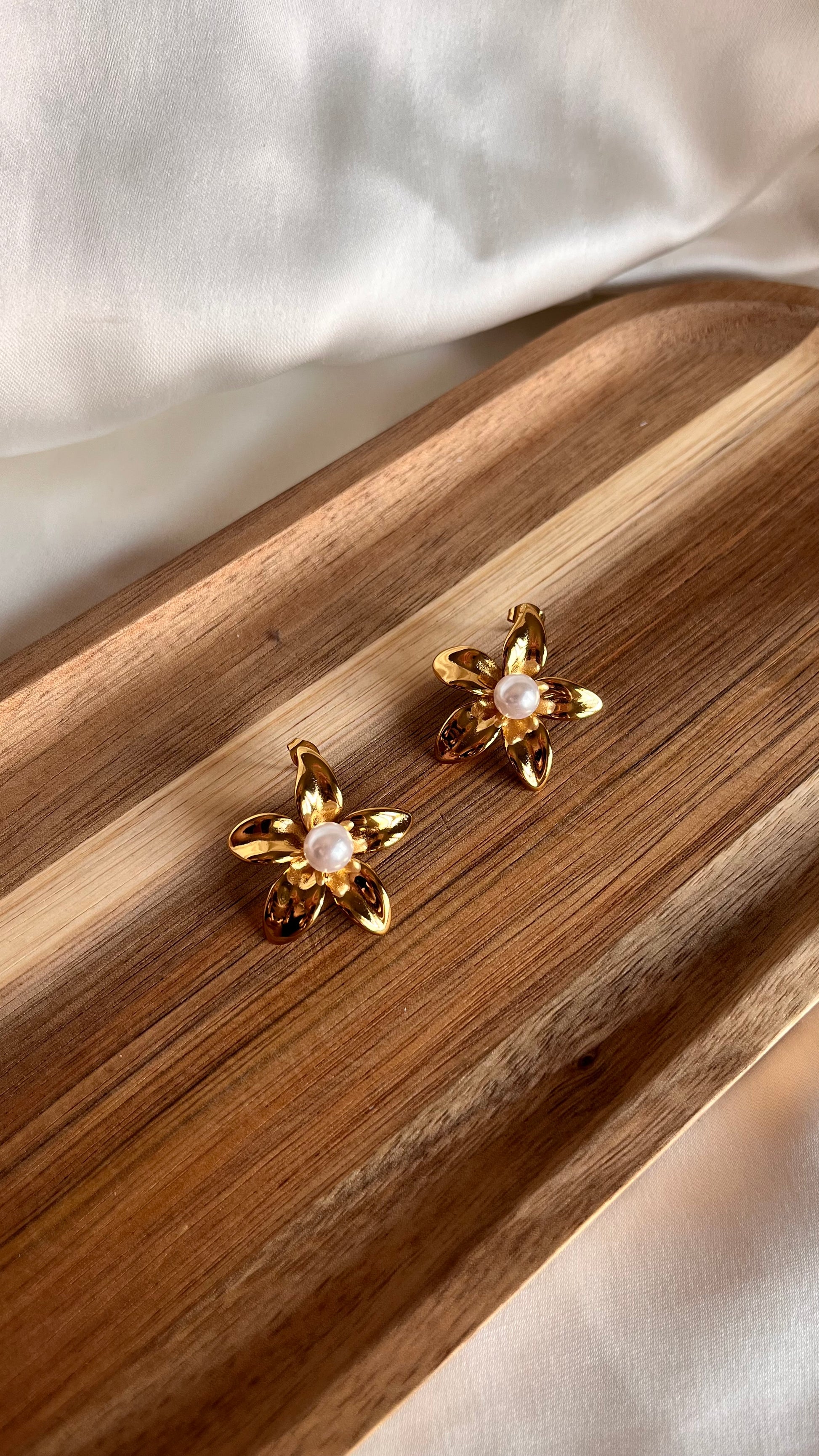 Golden Blossom Pearl Earrings