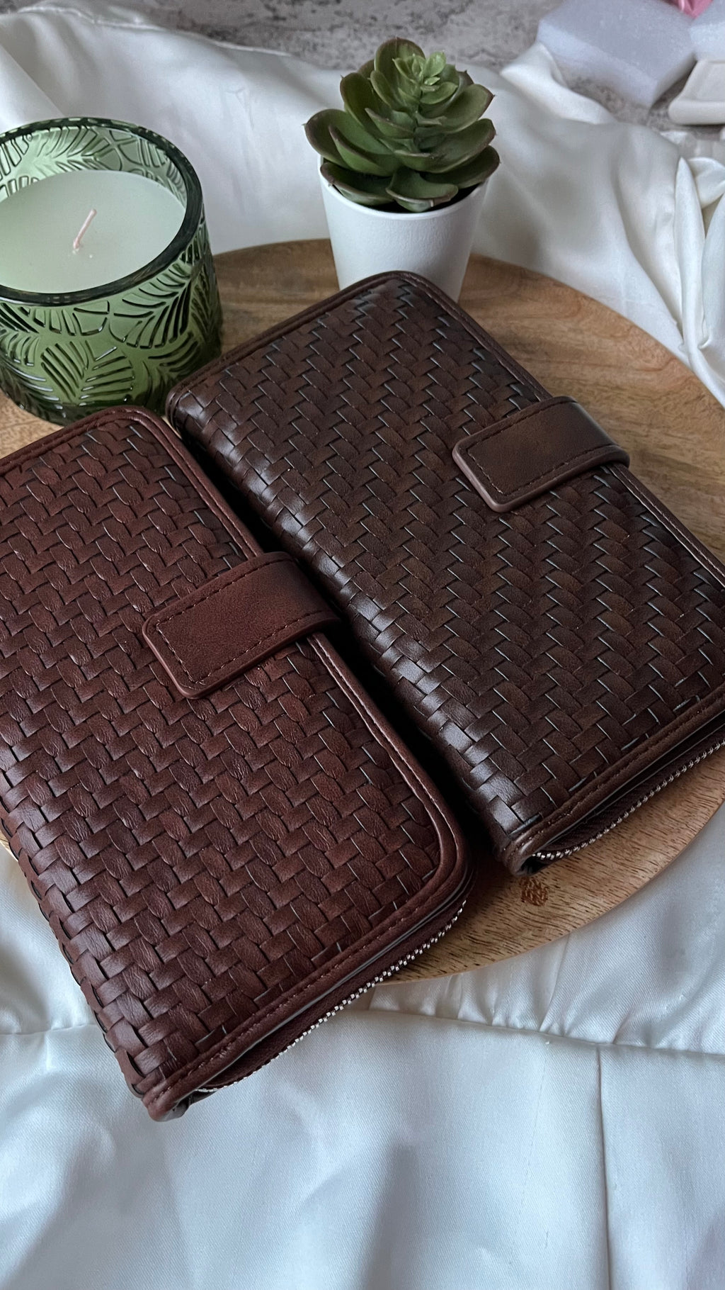 Élise Woven Leather Wallet Coffee