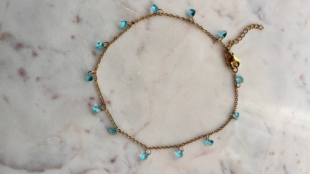 Blue Heart Anklet
