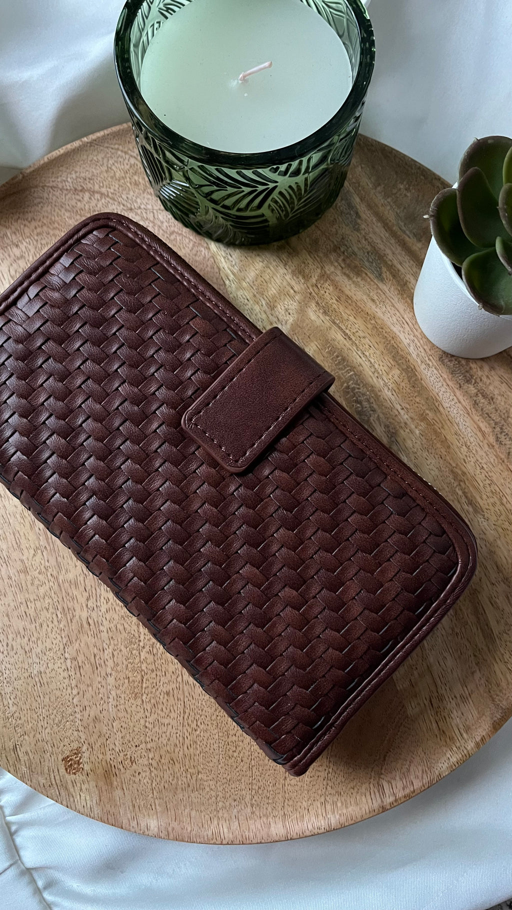 Élise Woven Leather Wallet Chocolate