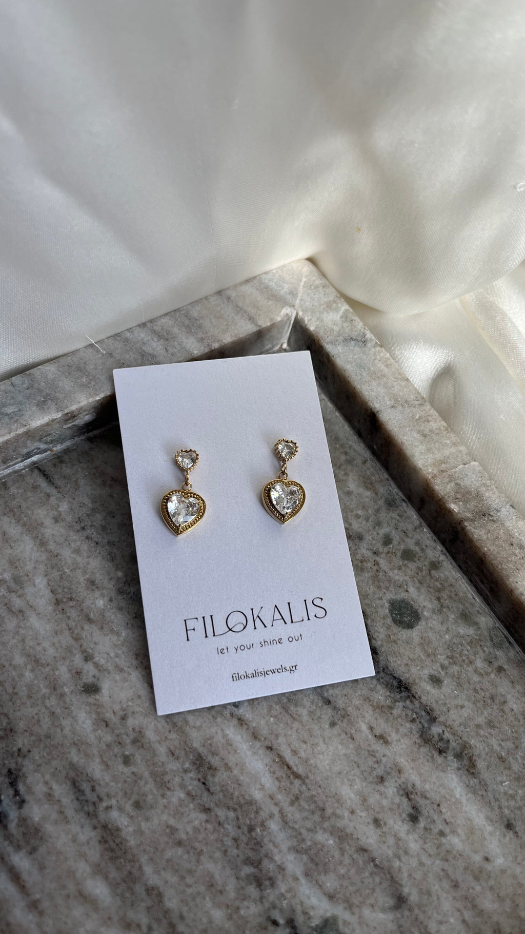 Double Crystal Heart Gold