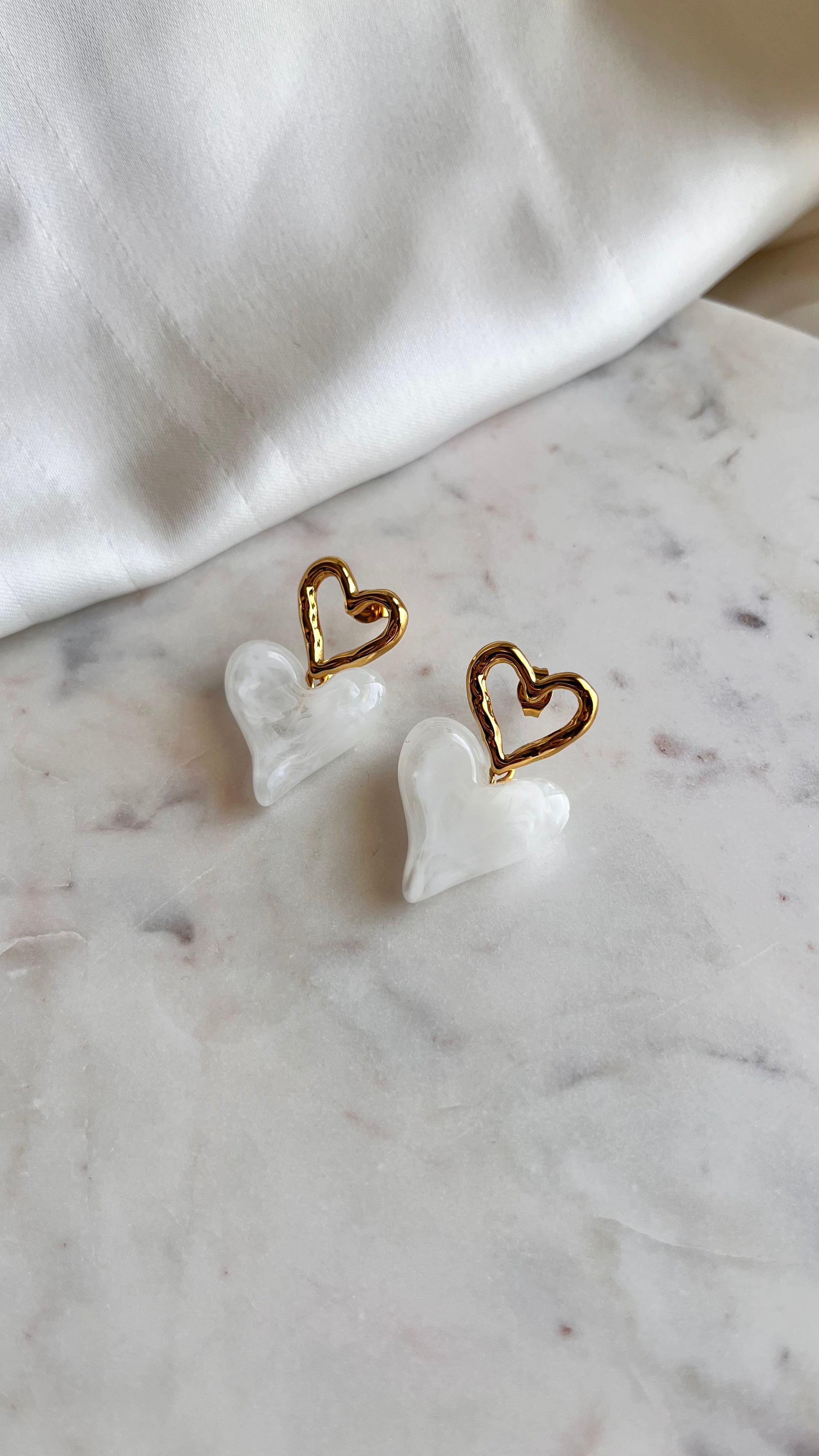 Earrings Marble Hearts