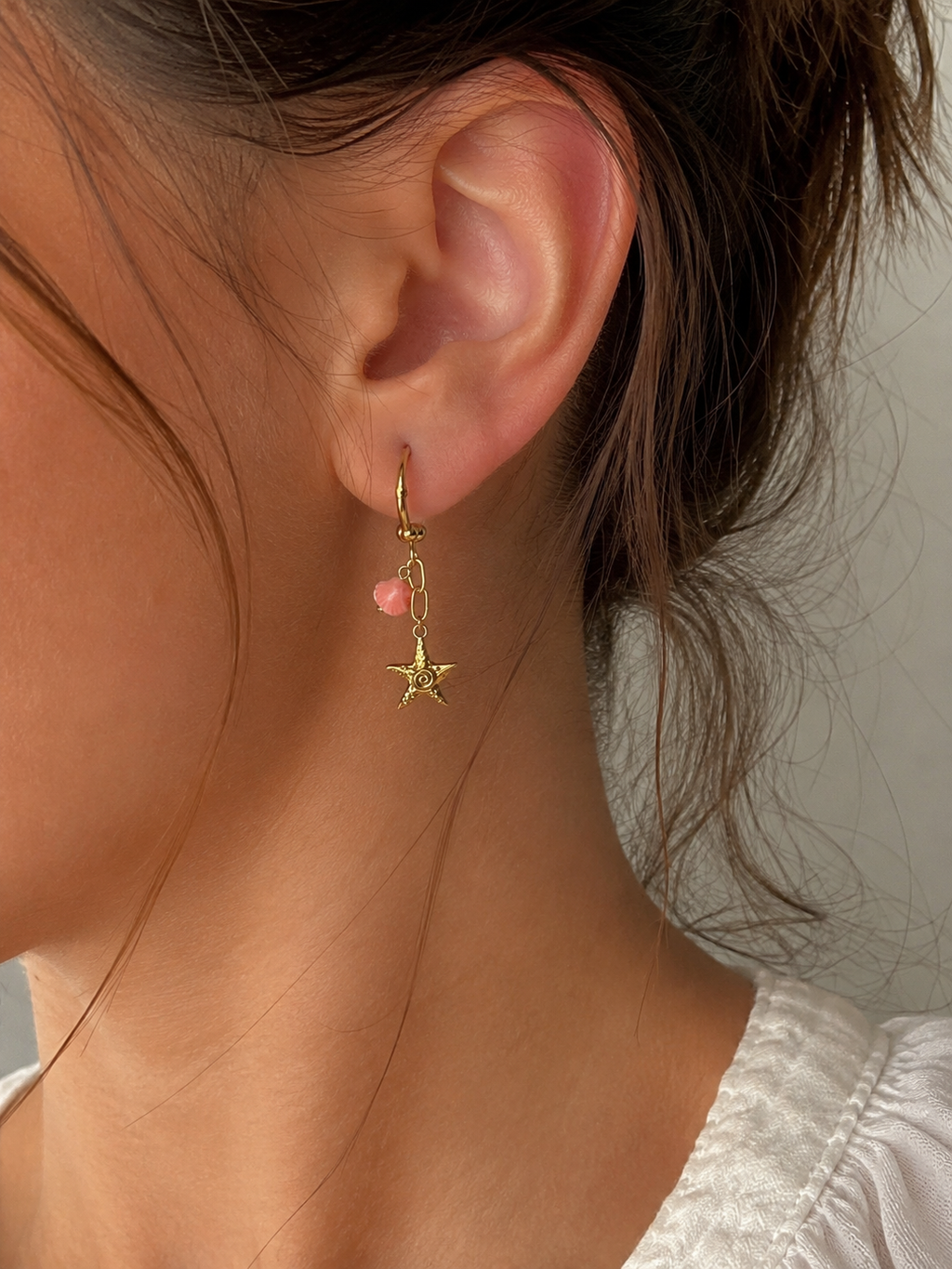 Pink Shell Star Earrings