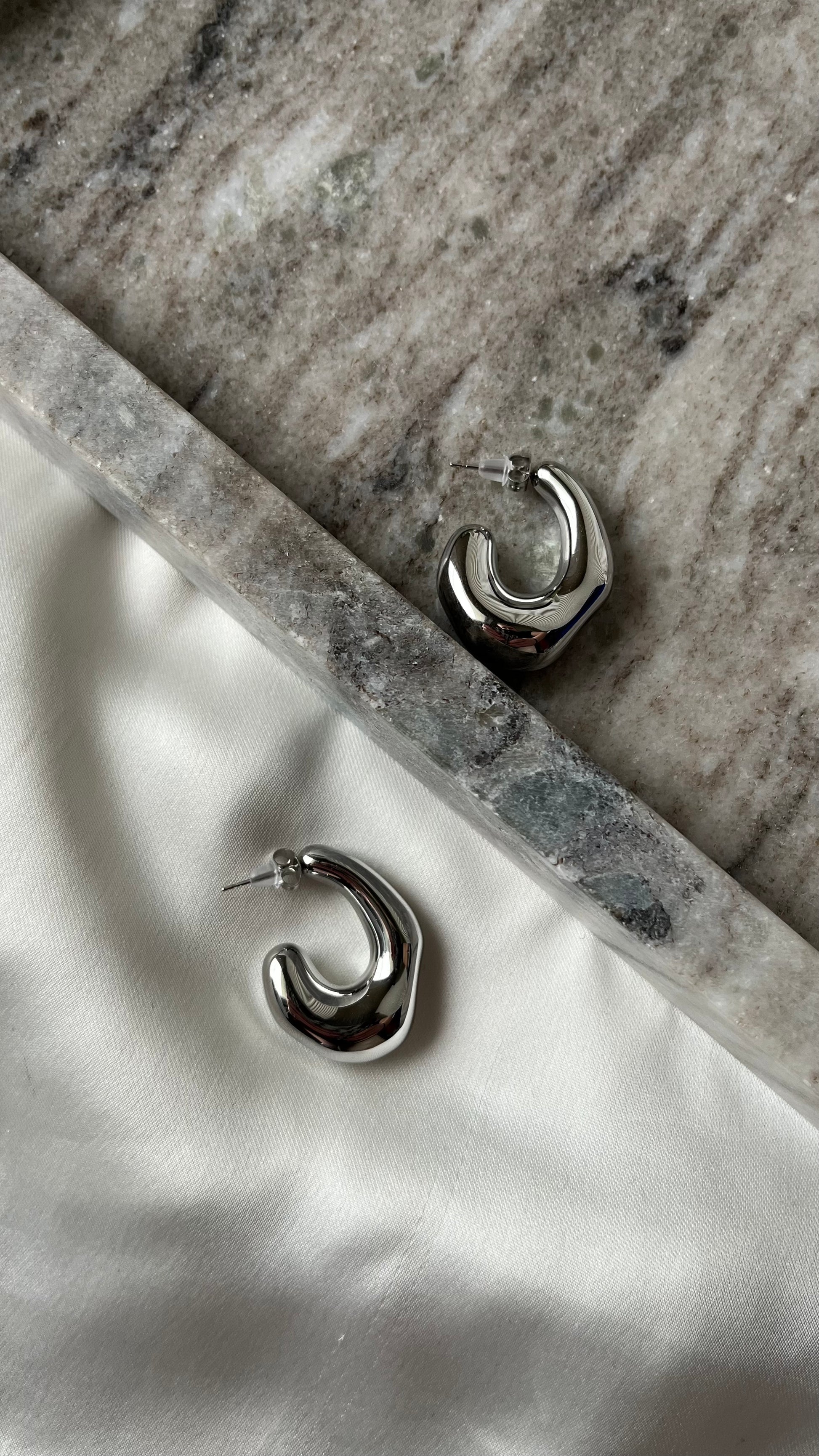 Sculpted Hoop Earrings Silver