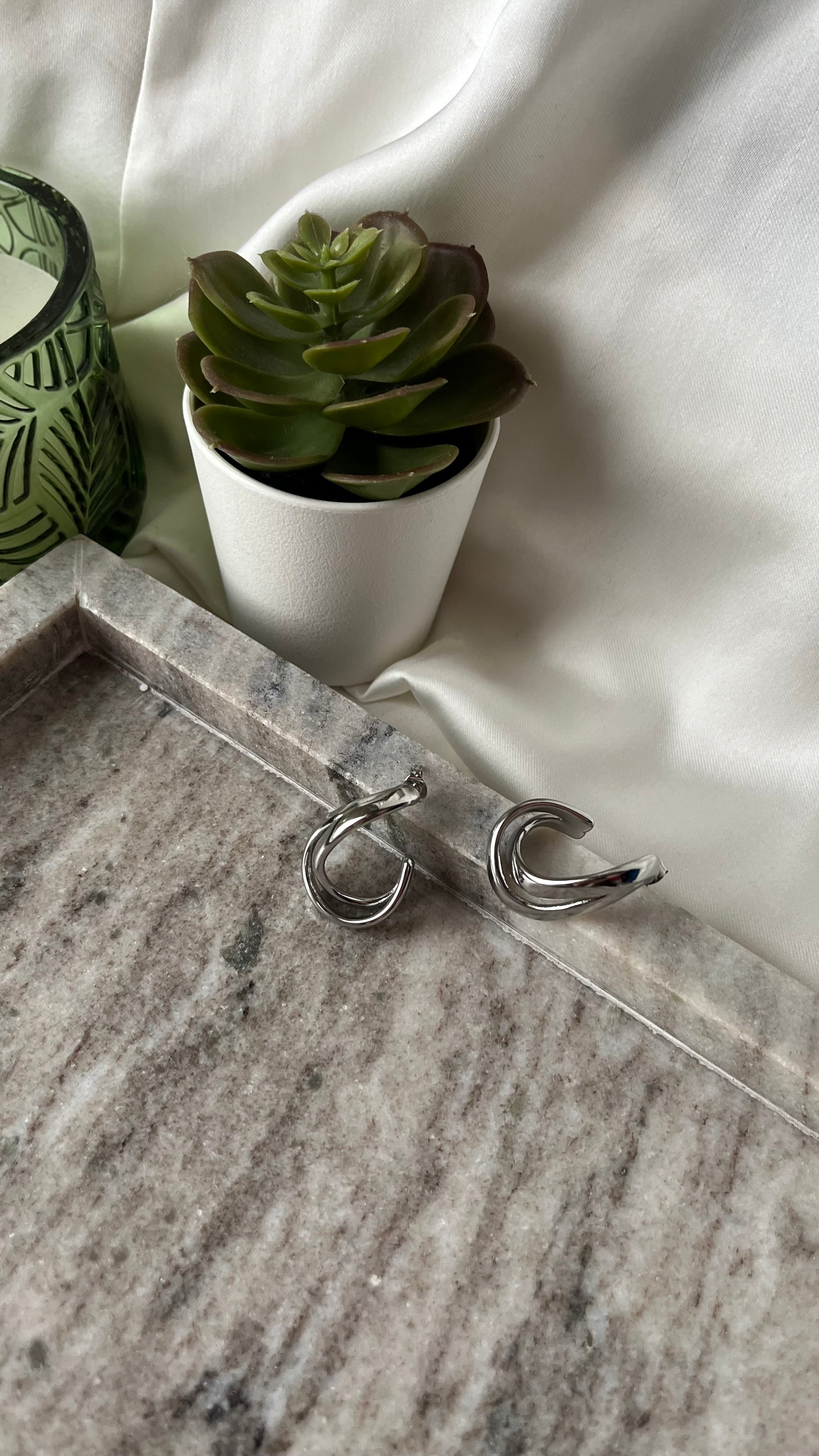 Twist Stud Earrings Silver