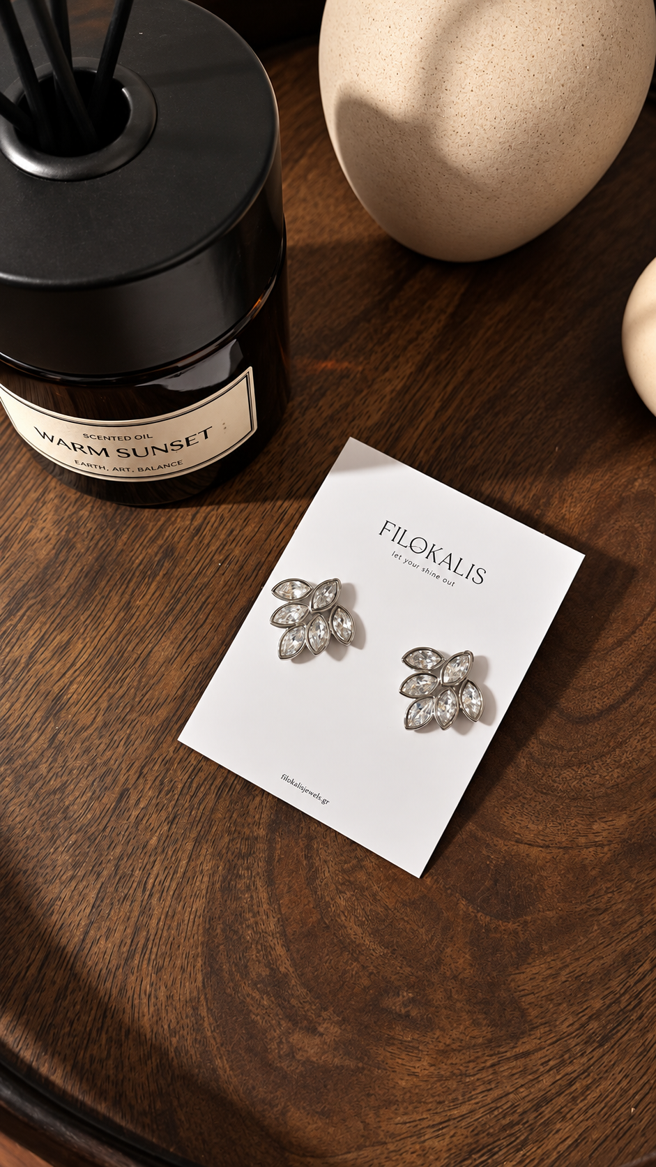 Crystal Laurel Earrings Silver