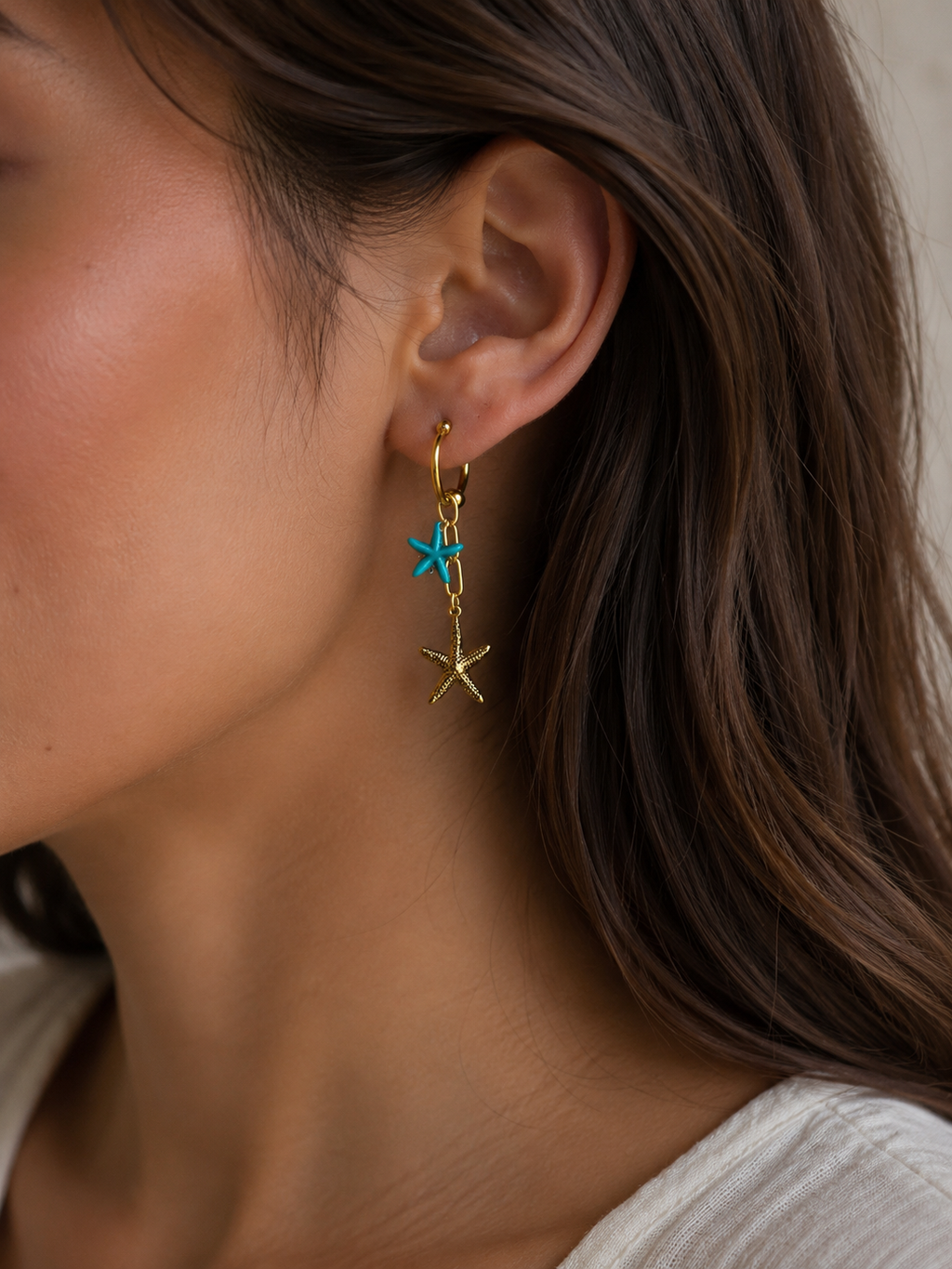 Blue Shell Star Earrings