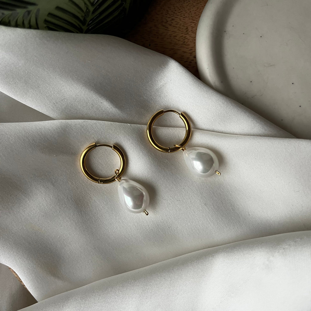Pearl Drop Mini Hoops