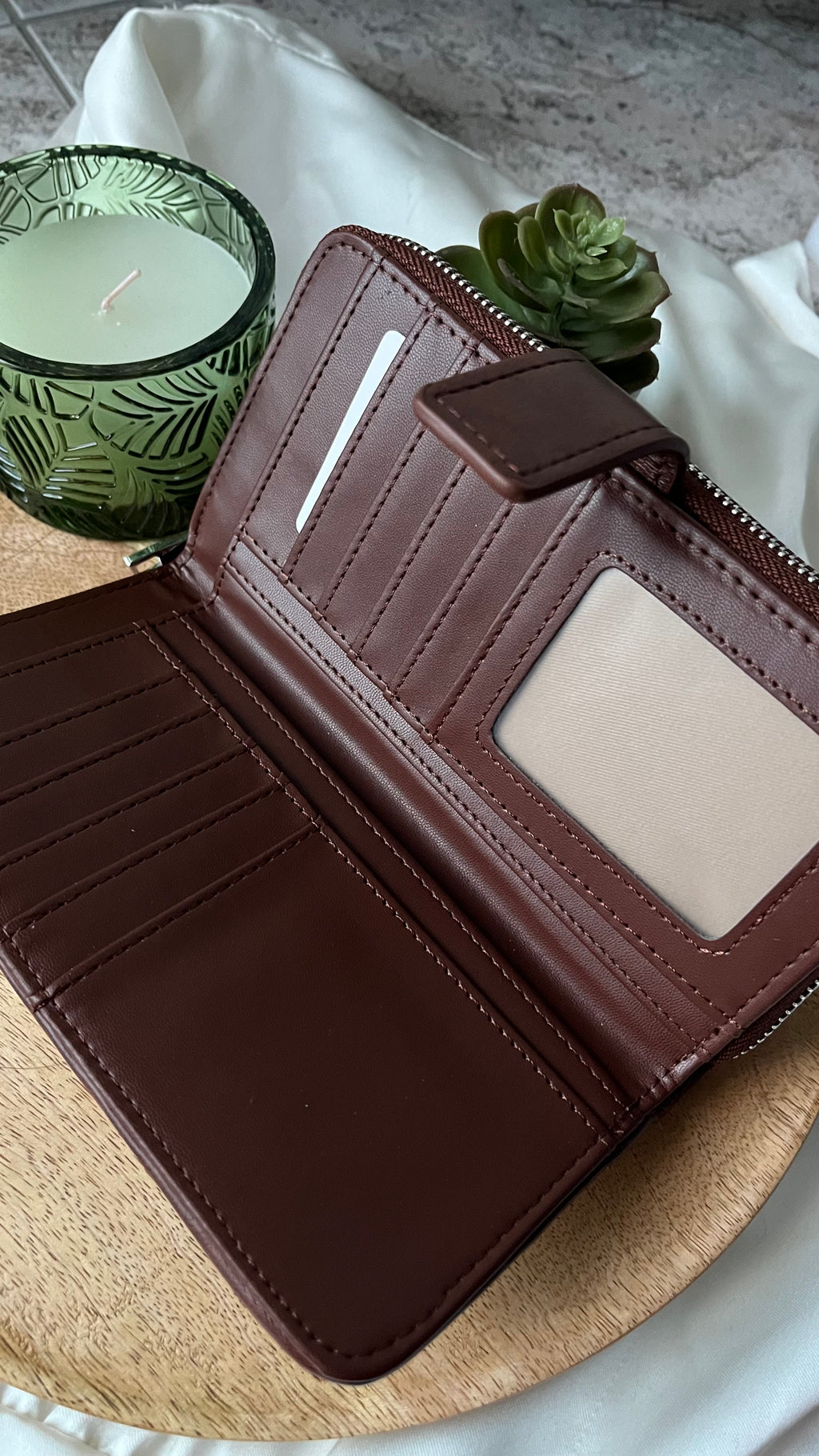 Élise Woven Leather Wallet Chocolate