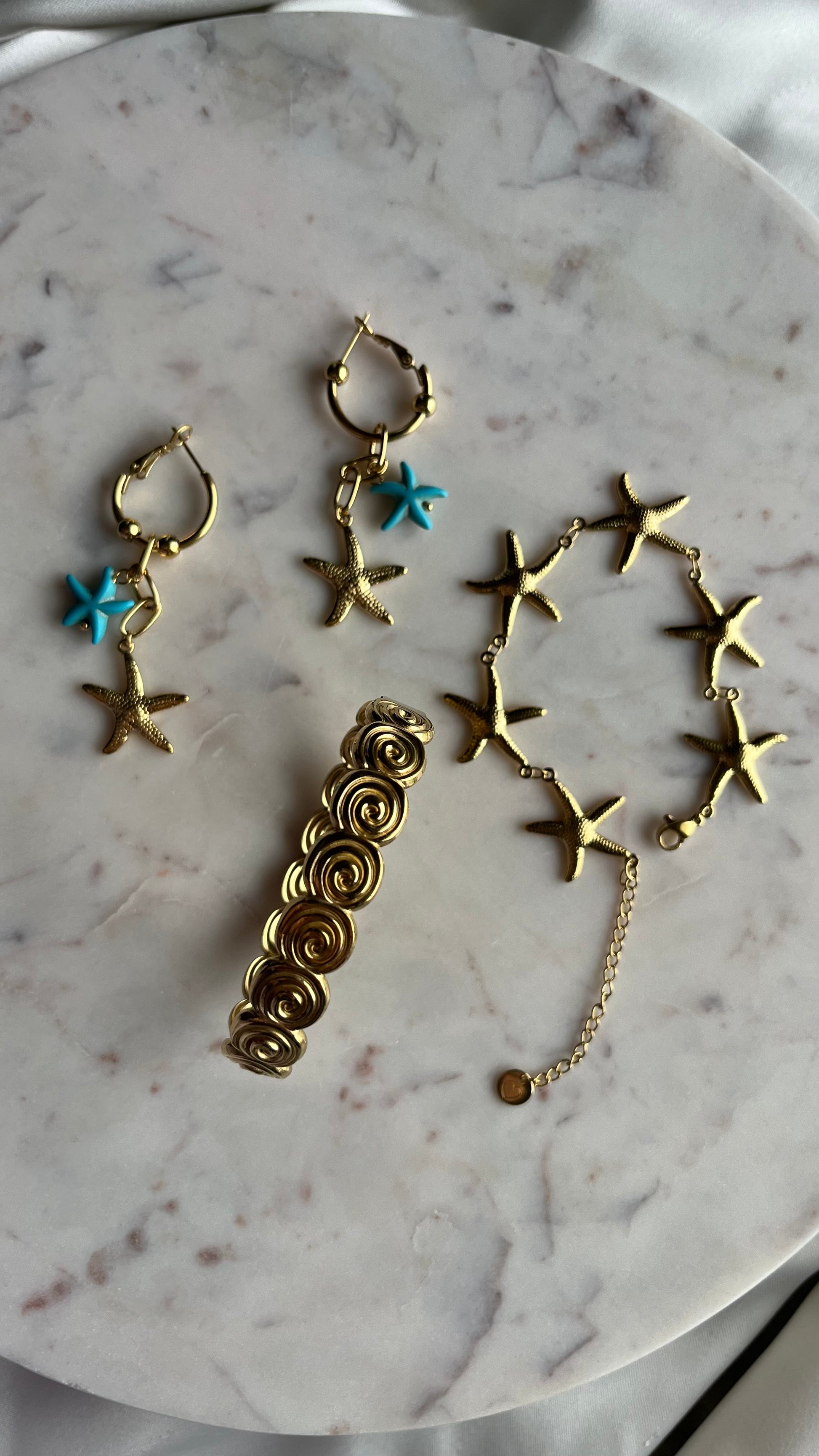 Blue Shell Star Earrings